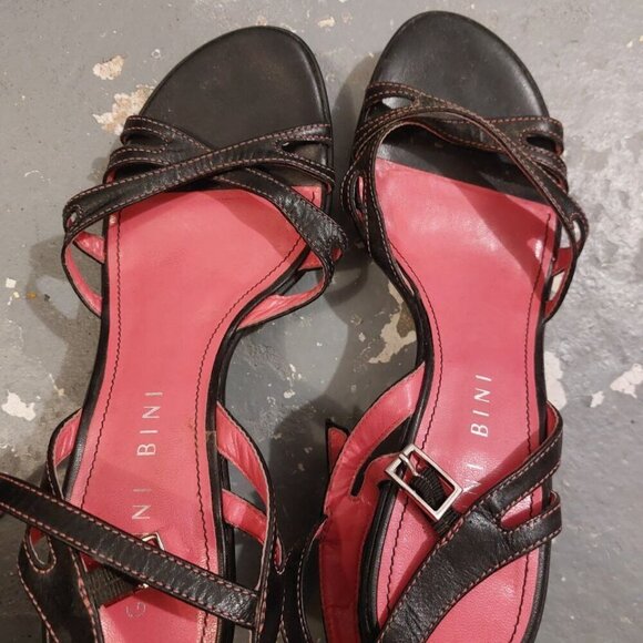 Gianni Bini Lilian Wedge Sandals Size 8M Pink & Black - Picture 1 of 4